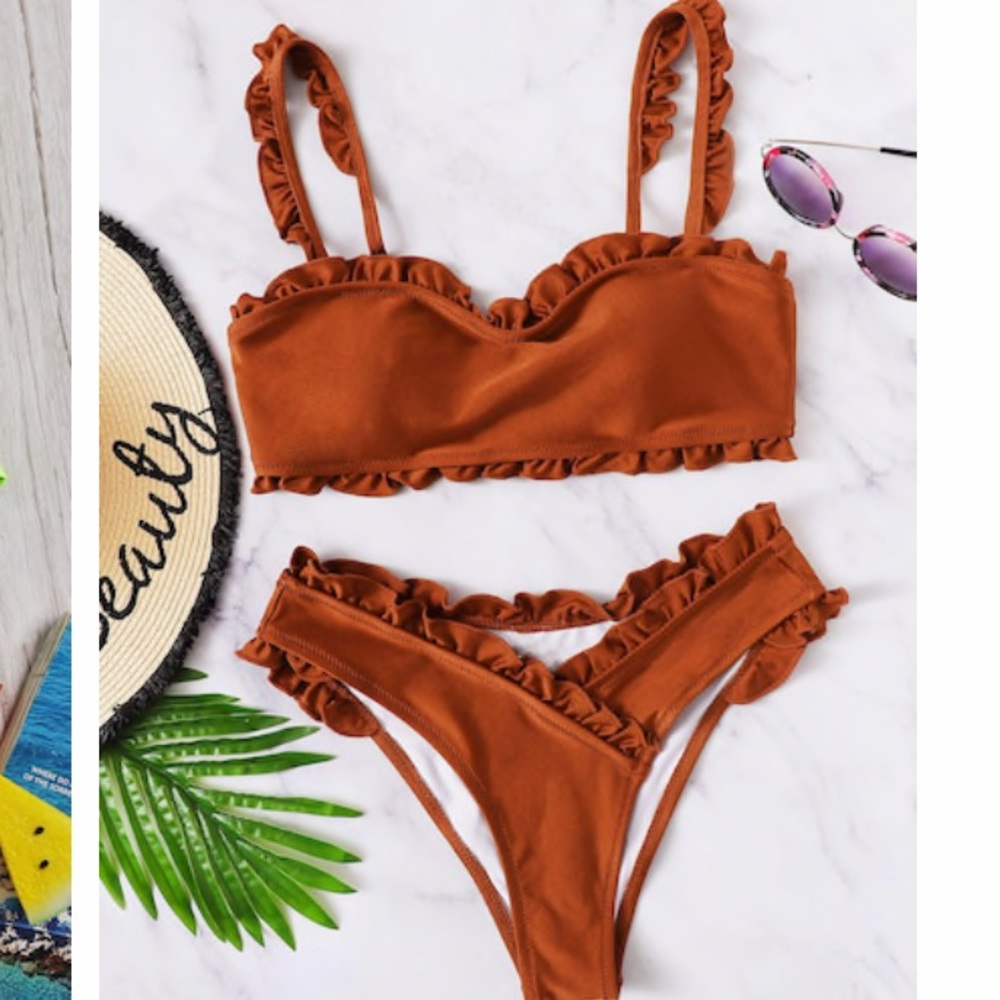 Two piece ruffle swim suit